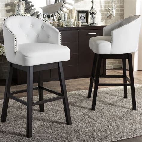 White Leather Bar Stools With Backs