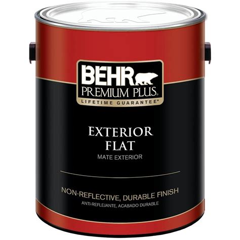 BEHR Premium Plus 1 gal. Ultra Pure White Flat Exterior Paint-405001 ...