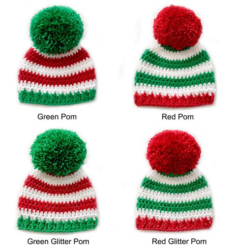 4 color combinations striped Christmas hat with giant pom | all sizes ...