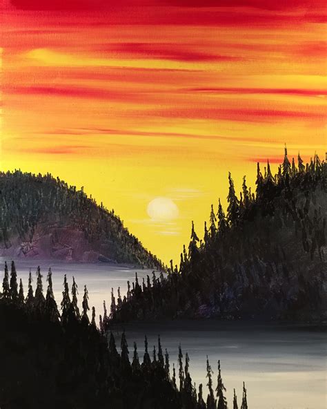 Mountain Sunset Drawing at PaintingValley.com | Explore collection of ...