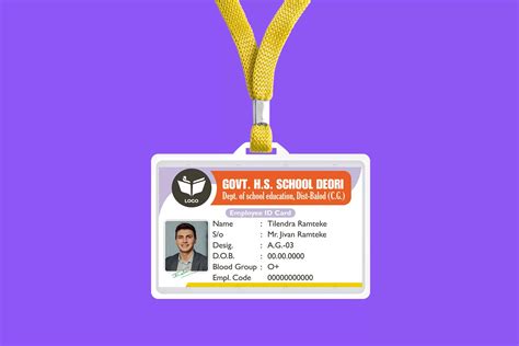 School Employee ID Card Template - Free Hindi Design