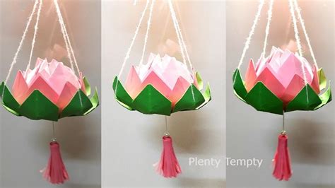 Diwali Decoration Idea /Paper Lotus Wall Hanging Craft /Diwali Paper ...