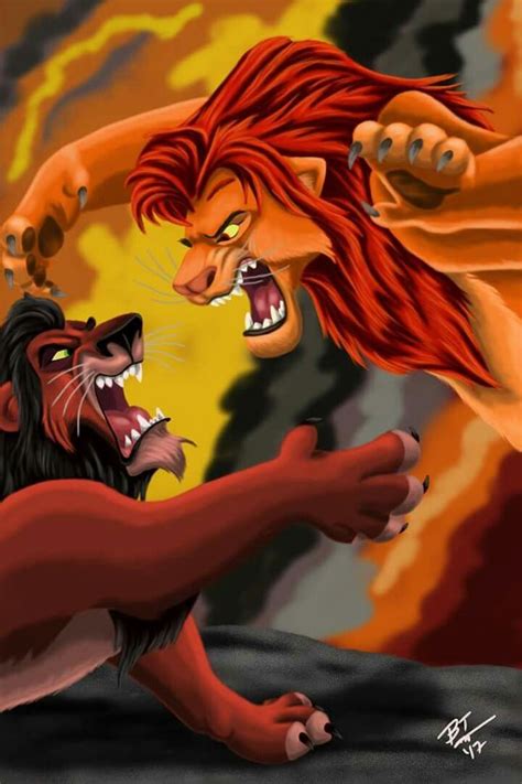 Simba and Scar fight in this scene from The Lion King by Disney. | Lion ...