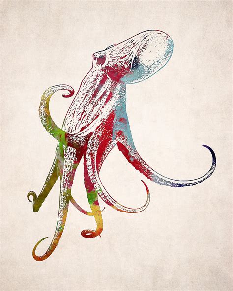 Giant Octopus Squid Drawing Digital Art by World Art Prints And Designs