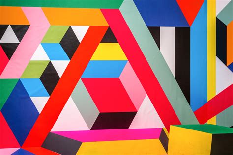 Orren Ellis Colorful Geometric Shapes, Street Art - Wrapped Canvas ...