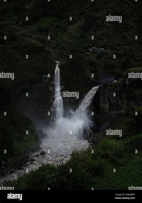 Agoyan twin waterfall Pastaza river on the waterfall route near Banos ...