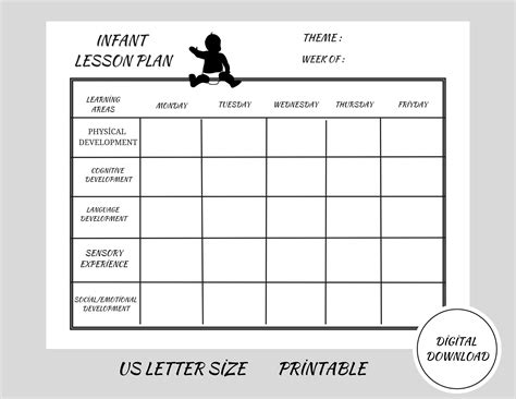 Infant Weekly Lesson Plan-black & White, Construction Printable Infant ...