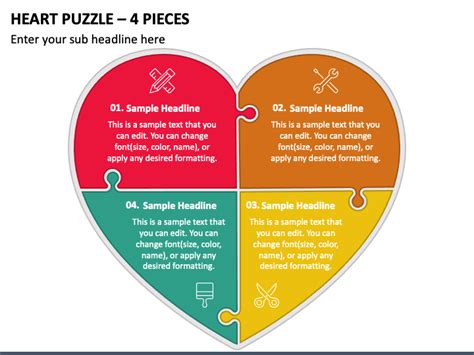 Heart Puzzle - 4 Pieces PowerPoint Template - PPT Slides