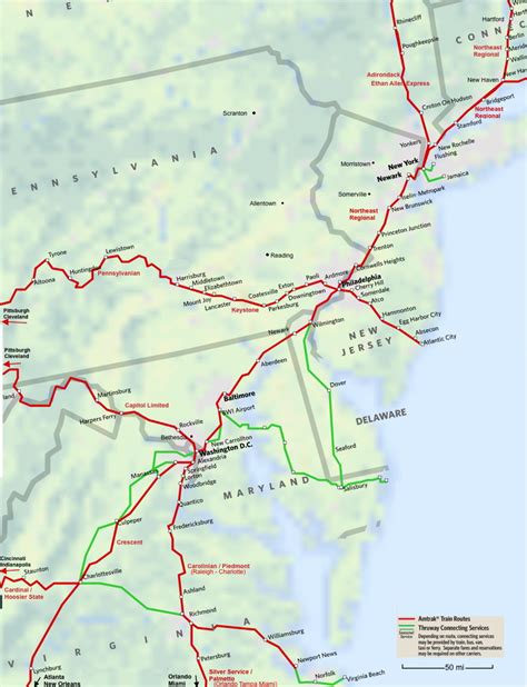 East Coast Amtrak Train Routes Map