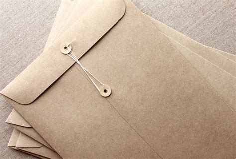 String and Button Envelopes - 5 Pack - C4 Extra large brown kraft ...