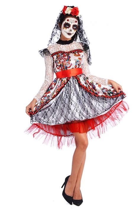 Ladies Day of the Dead Sugar Skull Halloween Fancy Dress Costume - Day ...