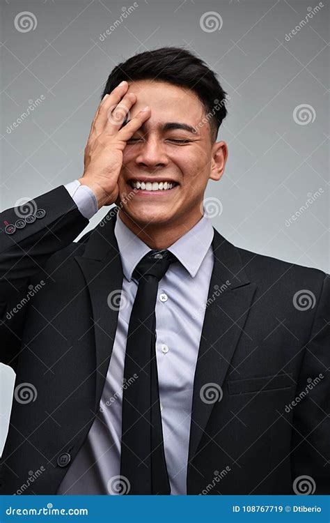 Laughing Diverse Business Man Wearing Suit Stock Image - Image of laugh ...