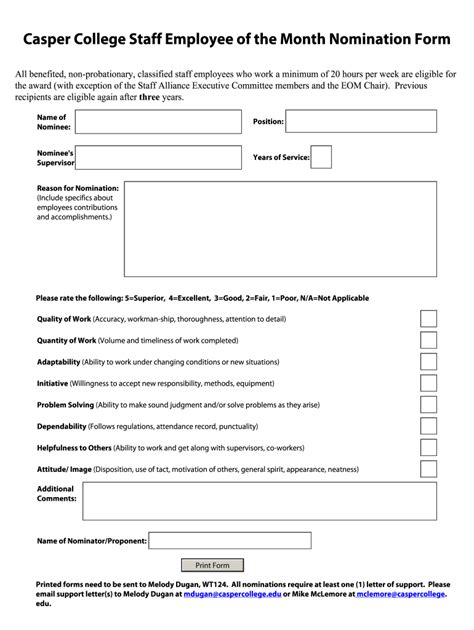 Employee of the month nomination form: Fill out & sign online | DocHub