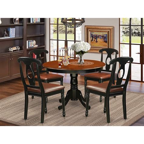 Dining Set - With A Round Dinette Table And Kitchen Chairs-Finish:Black ...