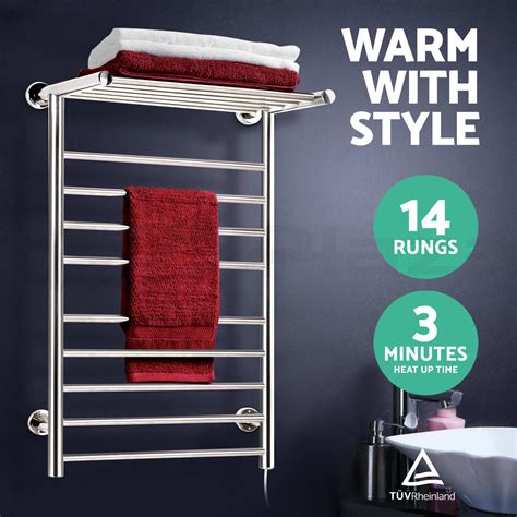 Devanti Heated Towel Rack Rail Stainless Steel Electric Rails Warmer ...