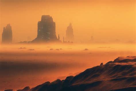 Premium Photo | Futuristic cyberpunk city in desert dunes ...