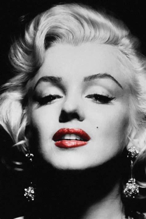 Marilyn Monroe Black and White Red Lips Poster | Hollywood lashes ...