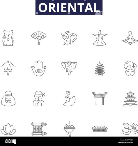 Oriental line vector icons and signs. Far-East, Asian, China, Japan ...