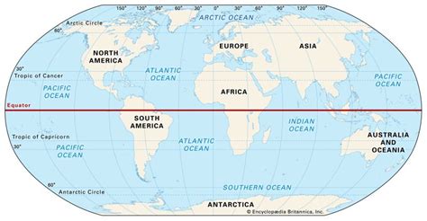 world map with Equator - Students | Britannica Kids | Homework Help