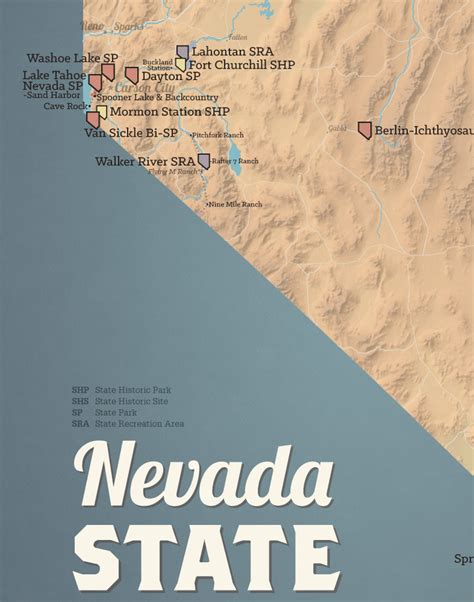 Nevada State Parks Map 11x14 Print - Best Maps Ever