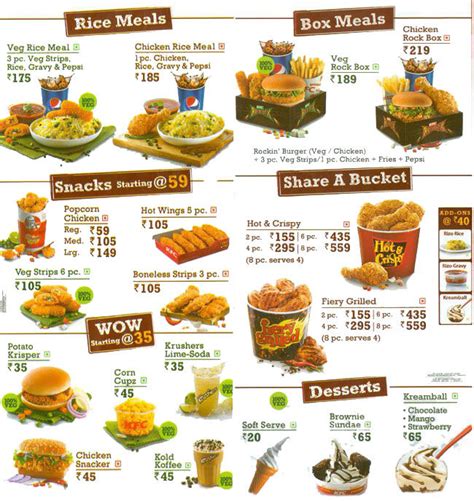 Menu of KFC, DLF Mall of India, Sector 18, Noida, Delhi NCR | EazyDiner