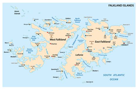 Map of Falkland Islands (Islas Malvinas) - Thong Thai Real