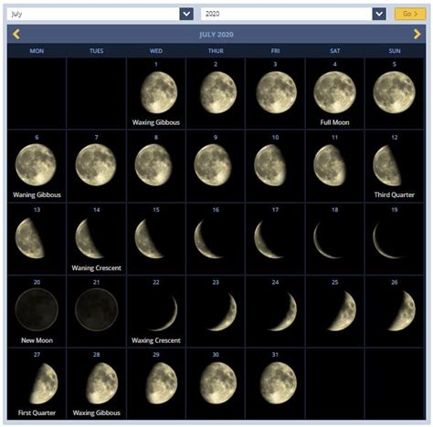 July 2020 Lunar Calendar | Moon phase calendar, Moon calendar, New moon ...