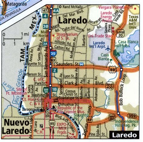 Laredo city road map for truck drivers toll free highways map - usa