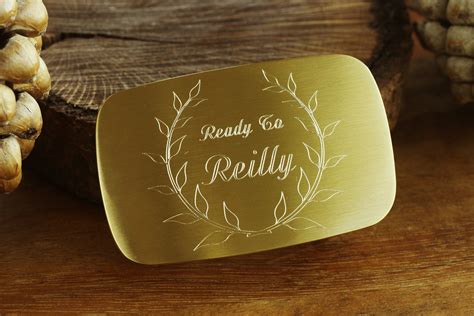 Engraved Brass Belt Buckle, Personalized Groomsman Satin Gold Belt Buckle