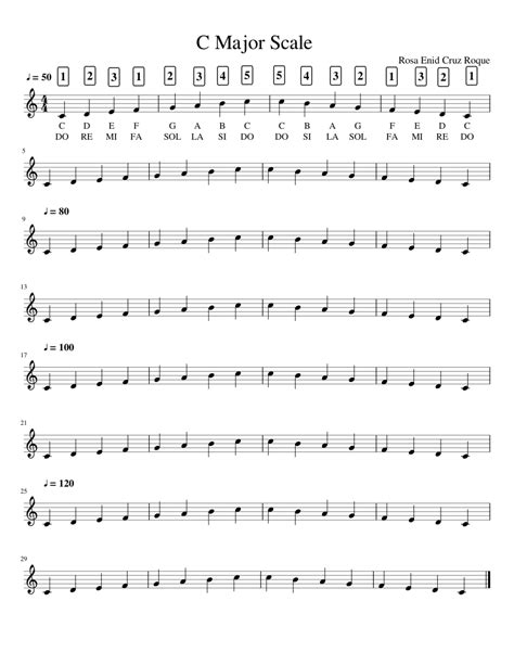 C Major Scale sheet music for Piano download free in PDF or MIDI