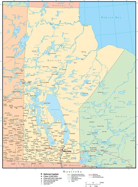 Manitoba Province map in Adobe Illustrator vector format