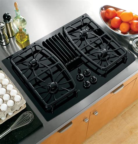 GE PGP989DNBB 30 Inch Gas Downdraft Cooktop with 330 CFM, 4 Sealed ...