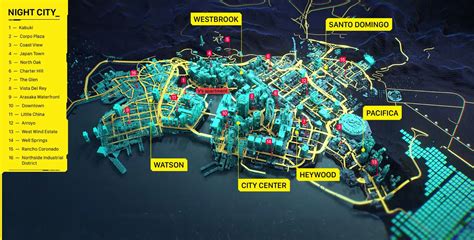 Cyberpunk 2077: All Districts of Night City | Cyberpunk 2077 Map ...