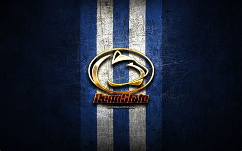 Download wallpapers Penn State Nittany Lions, golden logo, NCAA, blue ...