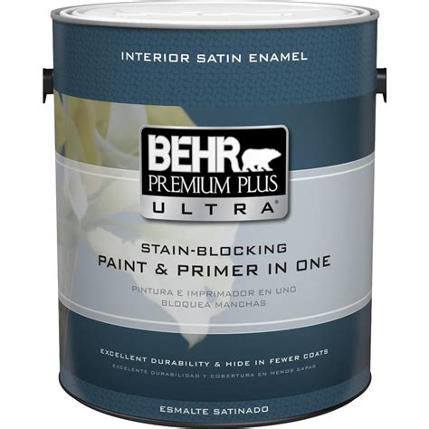 BEHR Premium Plus Ultra 1 gal. Ultra Pure White Satin Enamel Interior ...