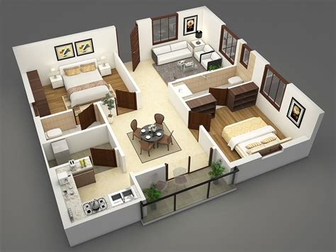 3D Floor Plans on Behance | Denah rumah, Desain rumah, Desain