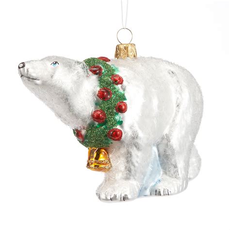 Polar Bear with Wreath Christmas Ornament | Gump's