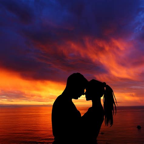 Couple Wallpaper 4K, Romantic, Silhouette, Sunset