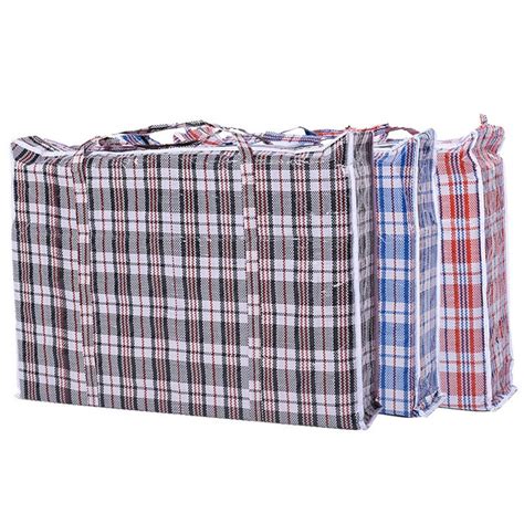 6Pcs Large Plastic Checkered Storage Bags Reusable Laundry Shopping ...