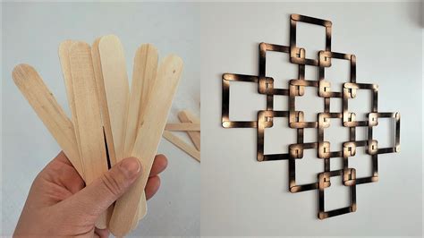 DIY - EASY POPSICLE STICK WALL DECOR - YouTube