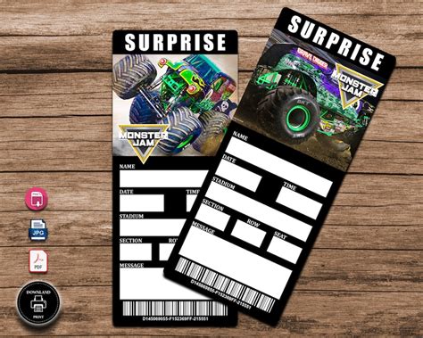 Printable Monster Jam Tickets Editable Monster Jam Tickets - Etsy