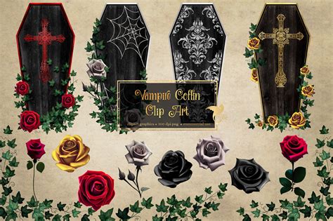 Vampire Coffin Clipart Digital Gothic Halloween Clip Art - Etsy Canada