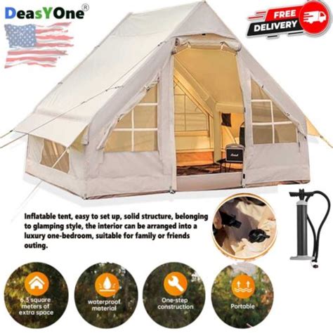 Inflatable Camping Tent Easy Setup Waterproof Windproof Outdoor Blow Up ...