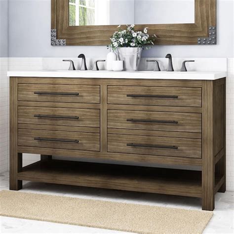 allen + roth Kennilton 60-in Gray Oak Undermount Double Sink Bathroom ...