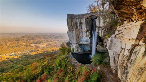 High Falls at Rock City gardens in Georgia, USA. It's a tourist ...