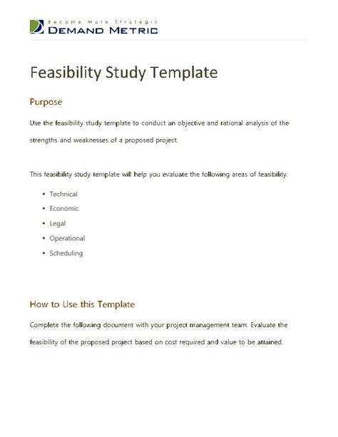 Feasibility Study Template (Word) | Word template, Project management ...