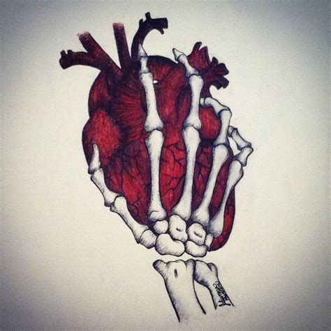 The Beating Heart Of A Skeleton by Julianna Hunter. A pen drawing of a ...