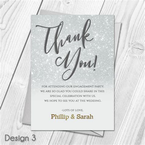 Digital Personalised Glitter Engagement Party Thank You Cards ...