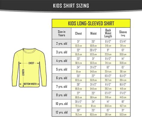 Kids Shirt Size Chart - VerbNow