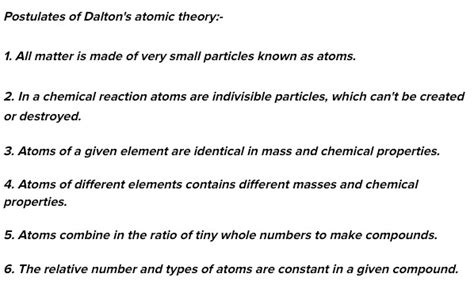 Write down the 5 postulates of Dalton s atomic theory - Science - Atoms ...